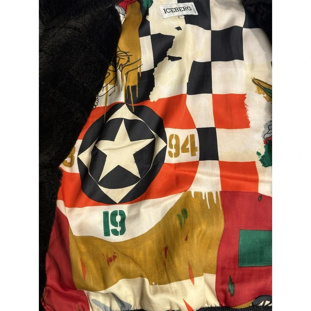 Vintage Iceberg Bugs Bunny Leather Wool Jacket 90s Made Italy Looney Tunes XL 54